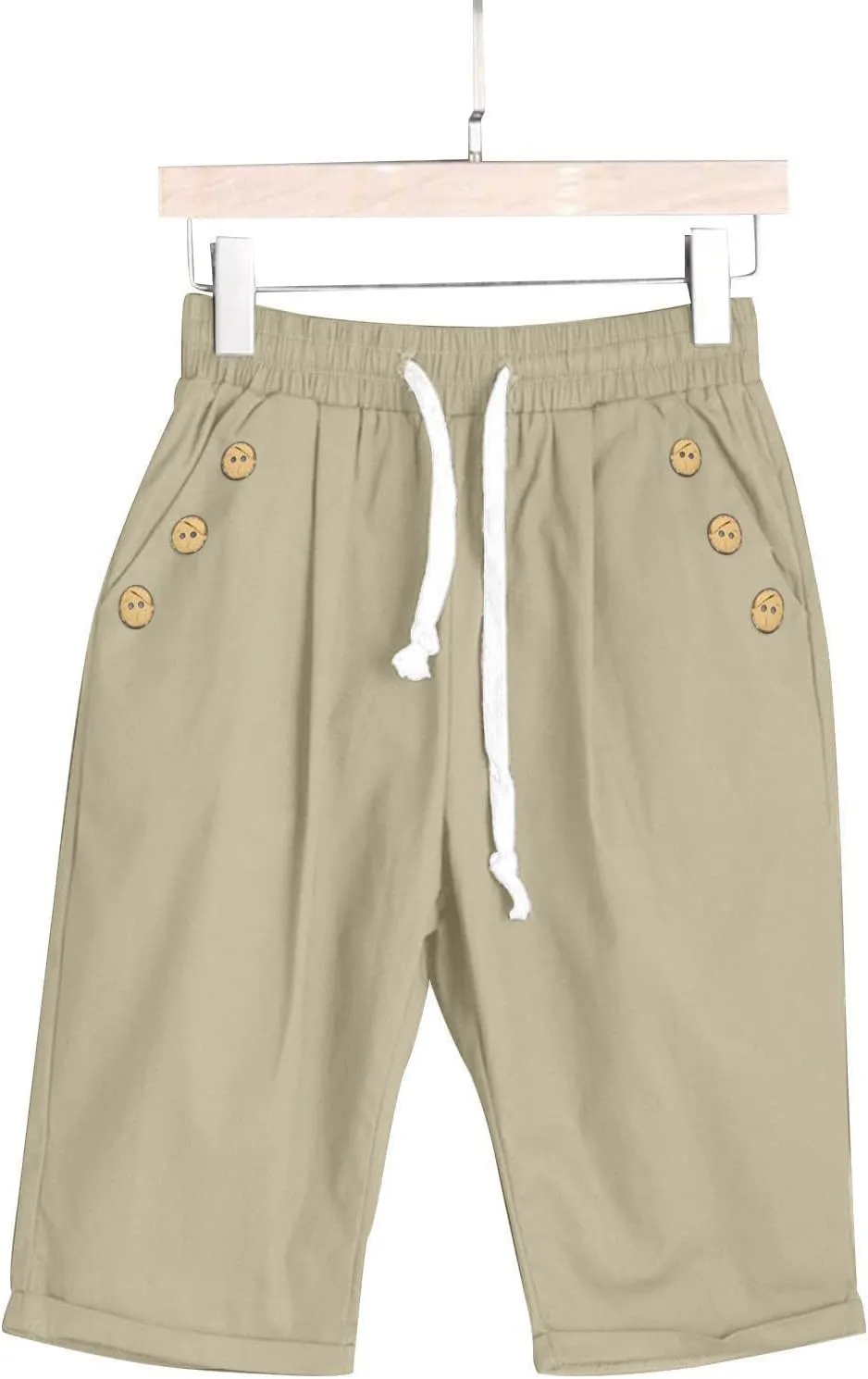 Women's Capri Pants Cotton and Linen Summer Loose Elastic Waist Workout Sweatpants Causal Lounge Pants with Pockets
