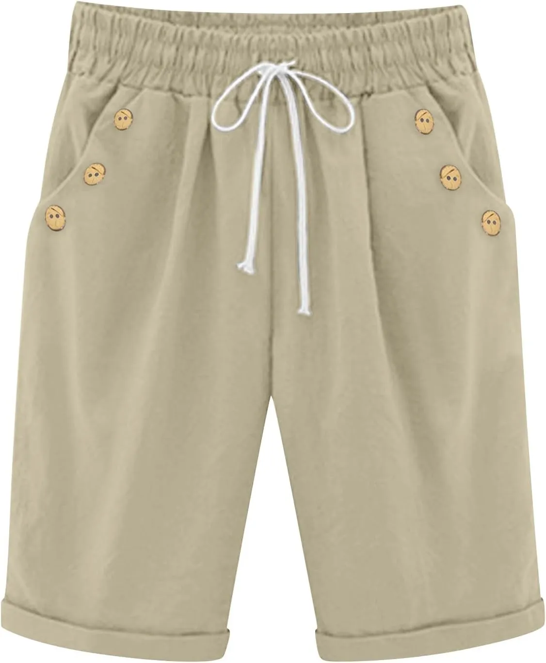 Women's Capri Pants Cotton and Linen Summer Loose Elastic Waist Workout Sweatpants Causal Lounge Pants with Pockets