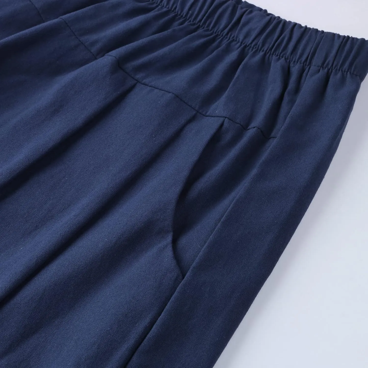 Womens Capri Pants Summer Straight Wide Leg Slacks Loose Comfy Fit Elastic Waist Cotton Linen Yoga Cropped Trousers