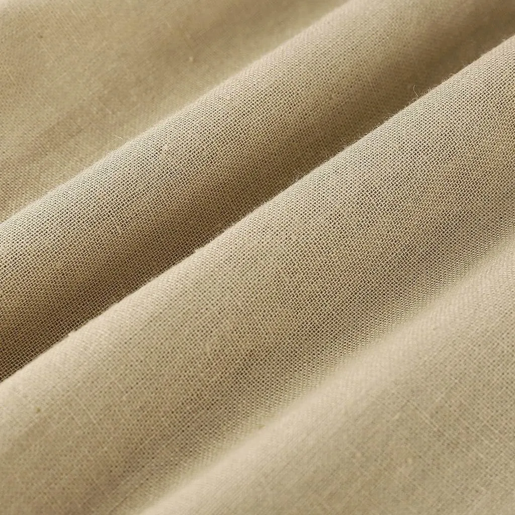 Womens Casual Linen Pants Loose Fit Summer Cotton Pocket Cropped Pants High Waisted Smocked Lounge Trousers Palazzo