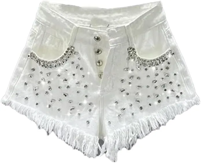 Women's Fashion Summer High Waist Loose Denim Shorts Slimming Raw Hem Wide Legs Short Hot Pants