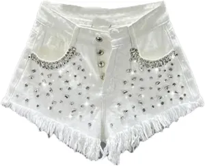 Women's Fashion Summer High Waist Loose Denim Shorts Slimming Raw Hem Wide Legs Short Hot Pants