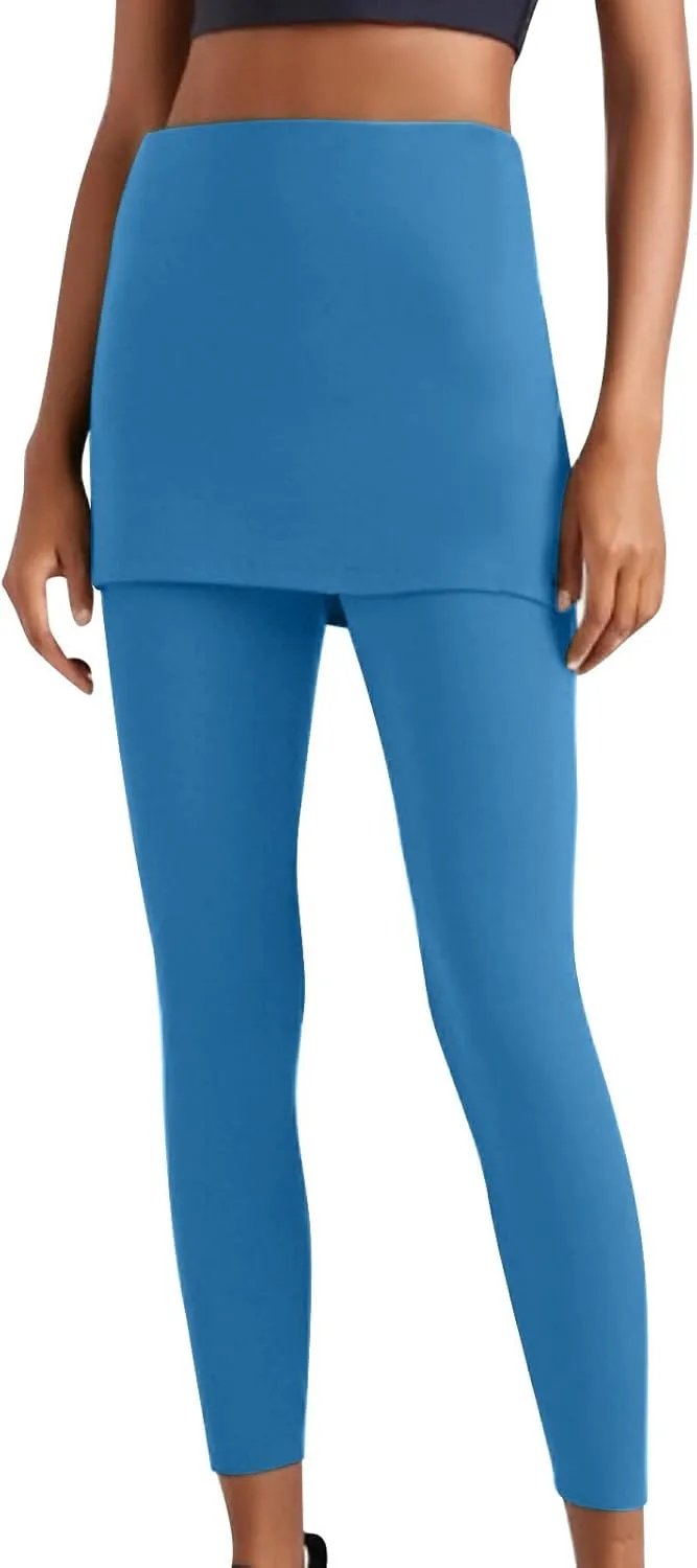 Womens Tennis Skirted Leggings Casual Workout Yoga Pants Golf Skapri with Skirts Activewear Joggers Active Skort