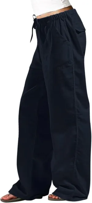 Womens Wide Leg Lounge Pants Lightweight Flowy Cotton Linen Trousers Loose High Waisted Summer Beach Pants Pockets