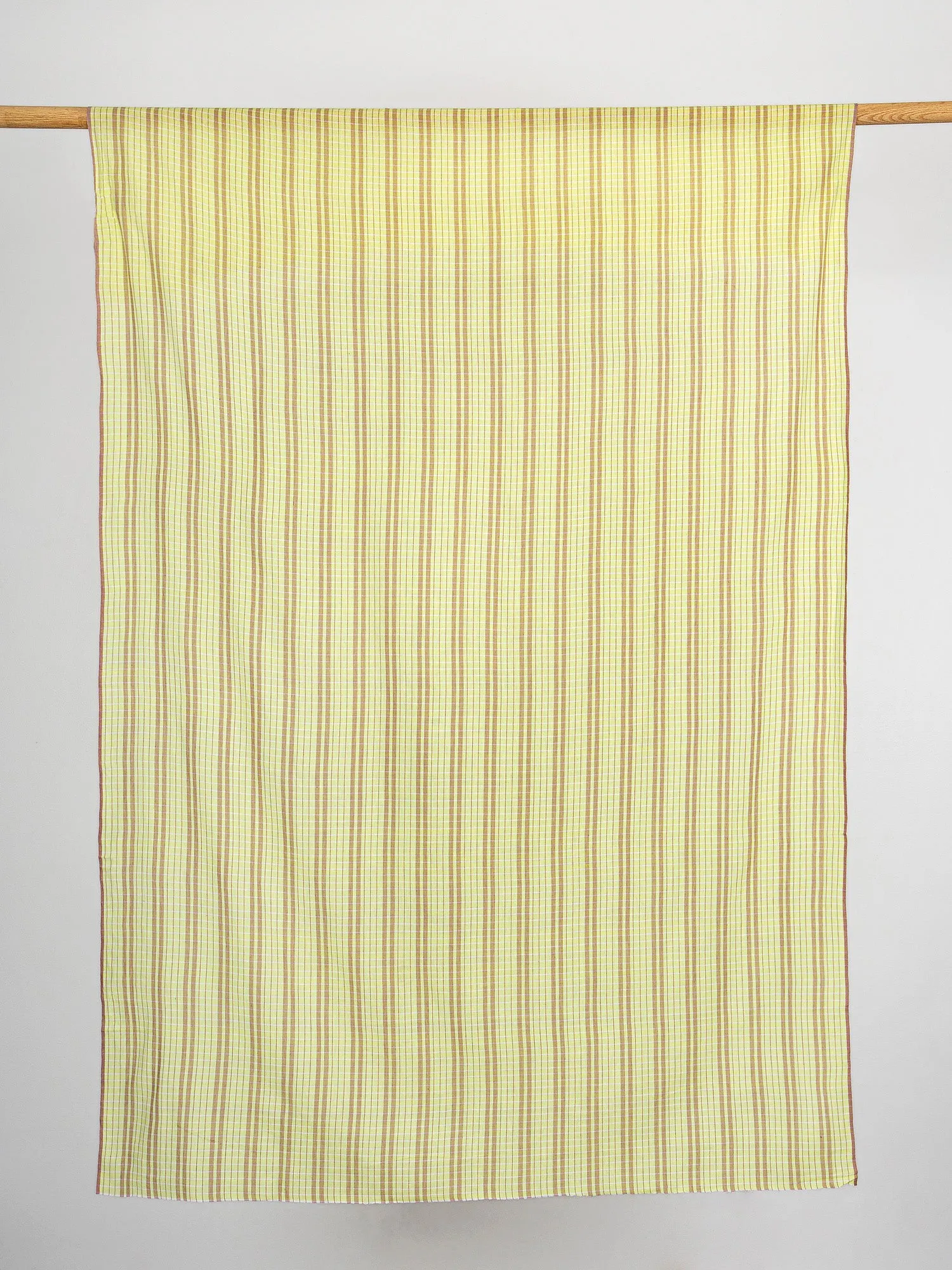 Yarn Dyed Handwoven Check Cotton - Mauve   Chartreuse   White